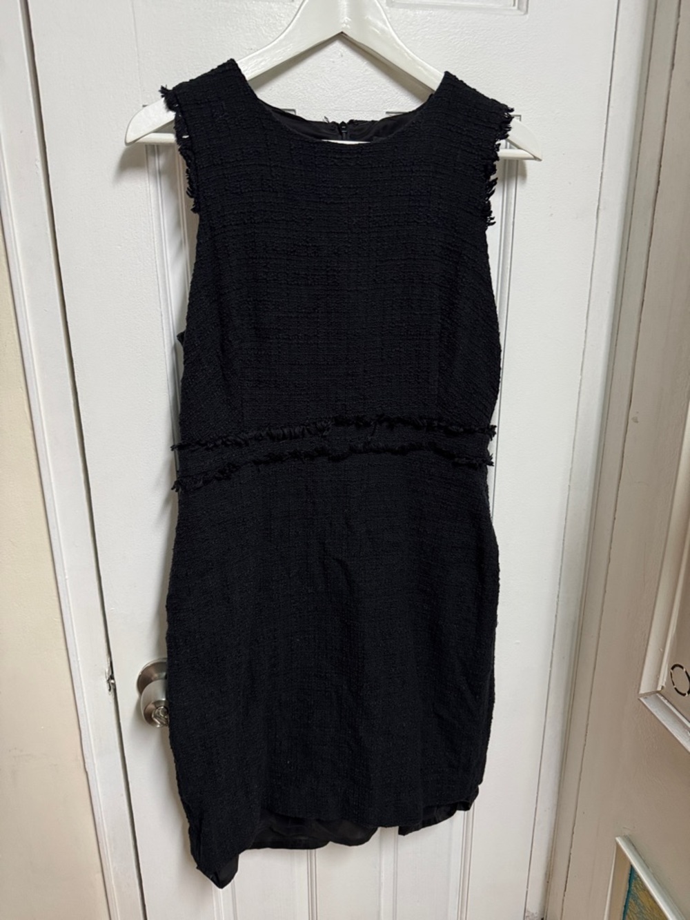 J. Crew Black Sleeveless Textured Sheath Tweed Dress
